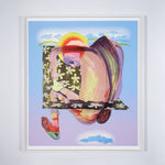 A limited edition artwork by artist Christina Quarles. The work is a painting of a figure on a blue and purple background.