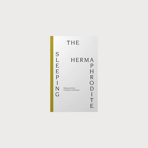 A white book with a mustard yellow spine. The book is called The Sleeping Hermaphrodite.