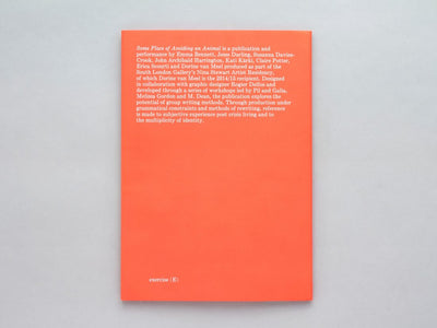 Red back cover of Some Place Of Avoiding An Animal by Dorine van Meel, on a grey background.