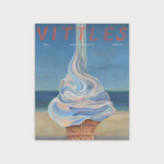 Magazine cover showing an illustration of an ice cream against a beach scene
