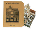 Image of Fire Station flat pack inside its cardboard sleeve. 