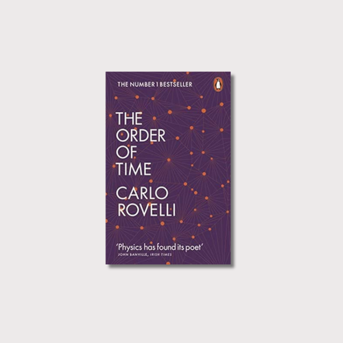 Book cover of 'The Order of Time' by Carlo Rovelli on a light gray background