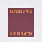 A red cover of the box for the SLG portfolio. Orange text on the front reads The Source of Art is in the Life of a people 