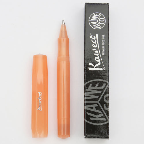 A shiny orange fountain pen made by Kaweco 