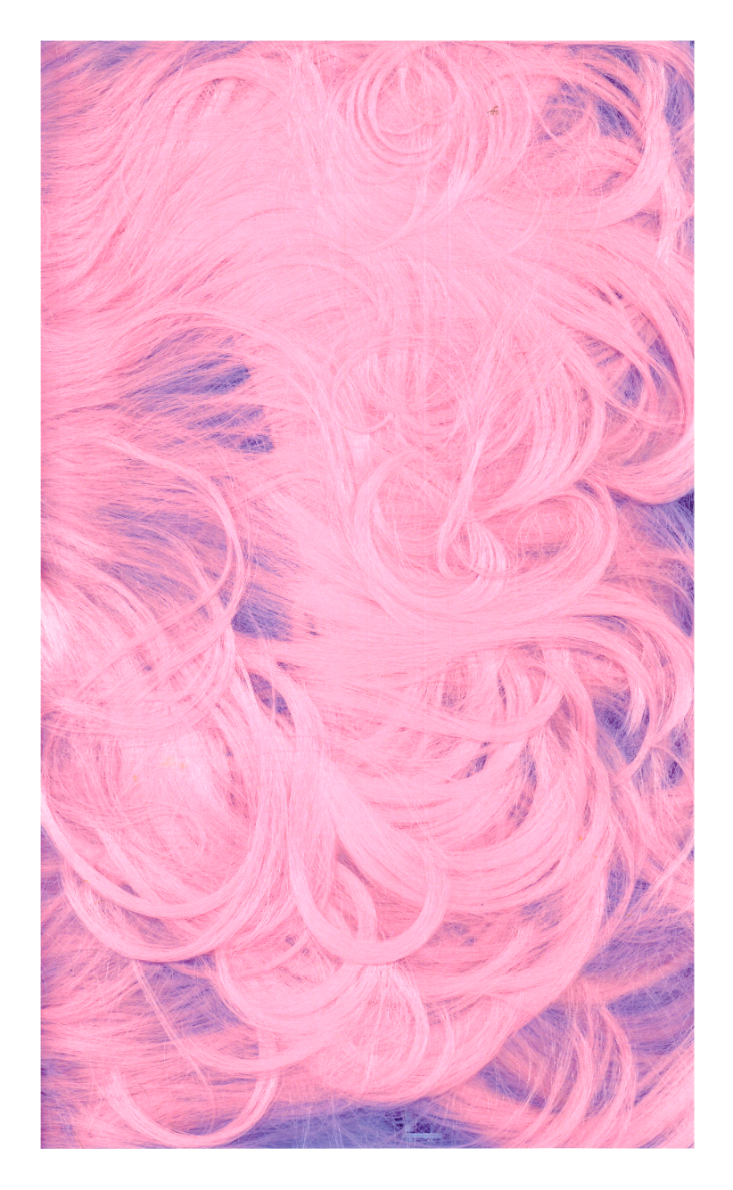 A photograph by Rita Keegan of bright pink hair.